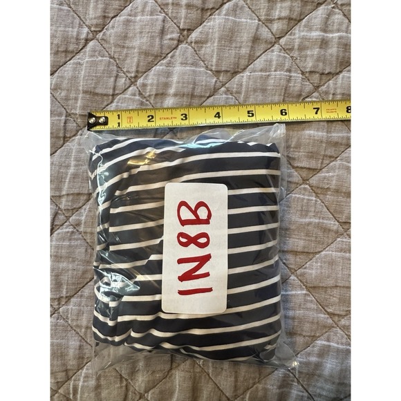 Ann Taylor Loft Womens 4 One Piece Swimsuit Keyhole Bandeau Striped Nautical - Picture 7 of 7